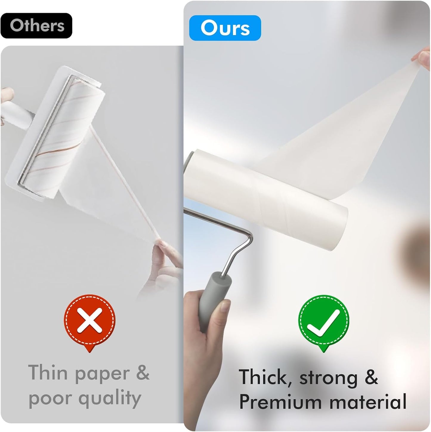 Extra Sticky Large Lint Roller Refills, 6.3'' Giant Lint Roller Refills for Pet Hair, Clothes&Furniture Cleaning, 360 Sheets in Total