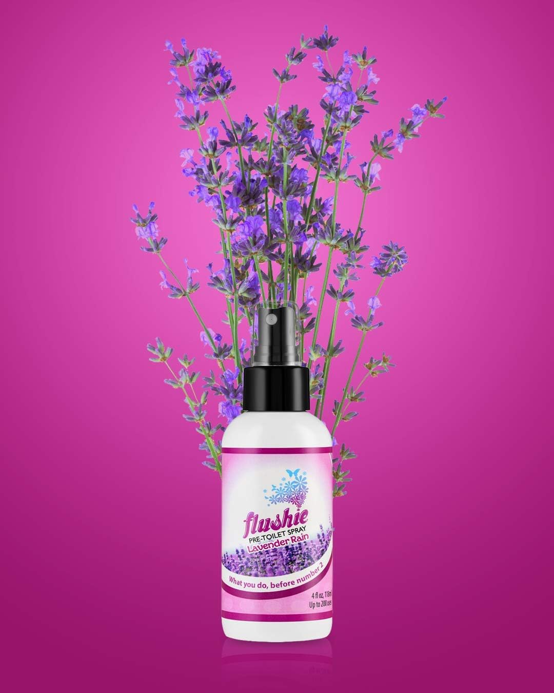 Flushie Pre-Toilet Spray - Travel Size Bathroom Spray for Toilet Deodorizer (Lavender 3-Pack, 4 oz)