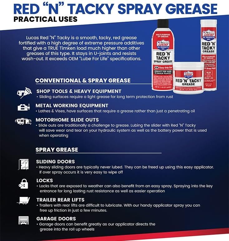 Lucas Oil 10318 Red N Tacky Grease 3 Ounce Combo Pack