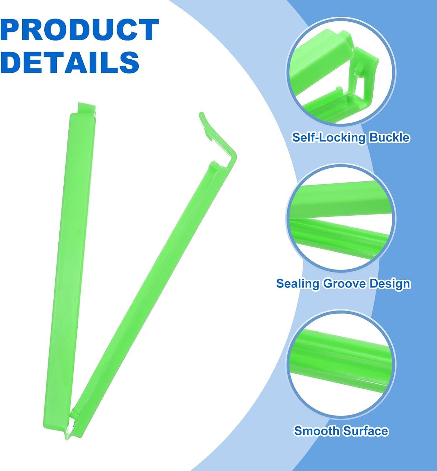 PATIKIL Sealing Clips 4.3 Inch, 10 Pack Reusable Plastic Bag Clip Clamp Sealer for Food Storage Snack Bag Home Kitchen, Green