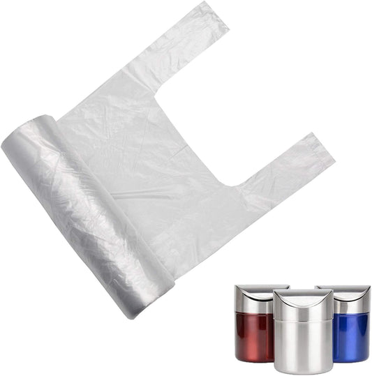 Mini Trash Bags 1.6 Liter/0.4 Gal- 200 Count Tiny Clear Trash Can Liners for Countertop, Desktop, Makeup & Kitchen Scrap Bags | Leakproof Small Plastic Bags with Handles