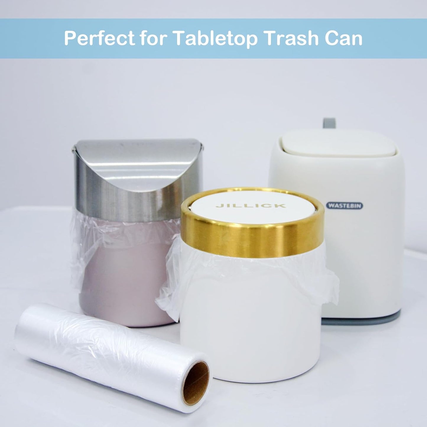 Mini Trash Bags 1.6 Liter/0.4 Gal- 200 Count Tiny Clear Trash Can Liners for Countertop, Desktop, Makeup & Kitchen Scrap Bags | Leakproof Small Plastic Bags with Handles