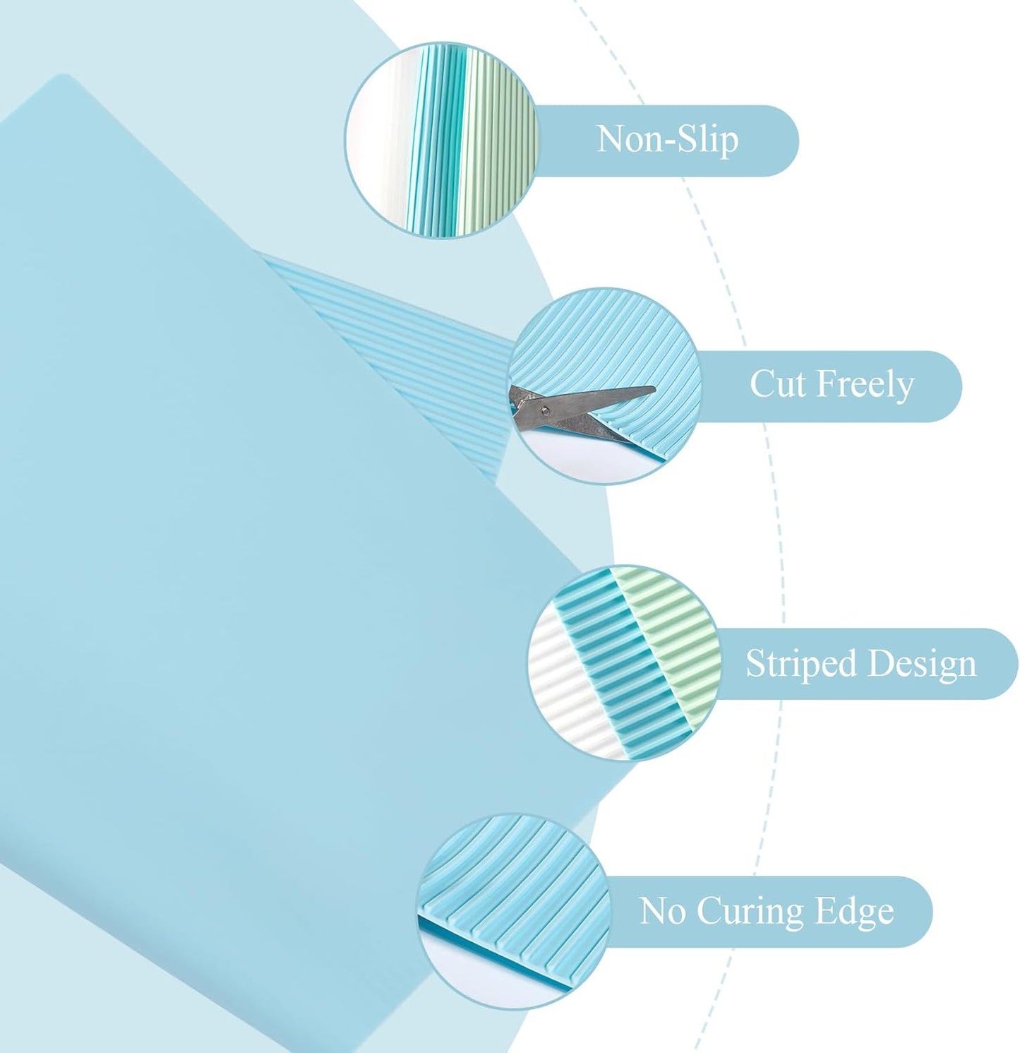 Non-Slip Silicone Refrigerator Liners for Shelves, Reusable Washable Fridge Shelf Drawer Liners, Cuttable Waterproof Oilproof Fridge Liner for Glass Shelve Kitchen Cabinet Drawer Mats (Blue, 1 Pack)