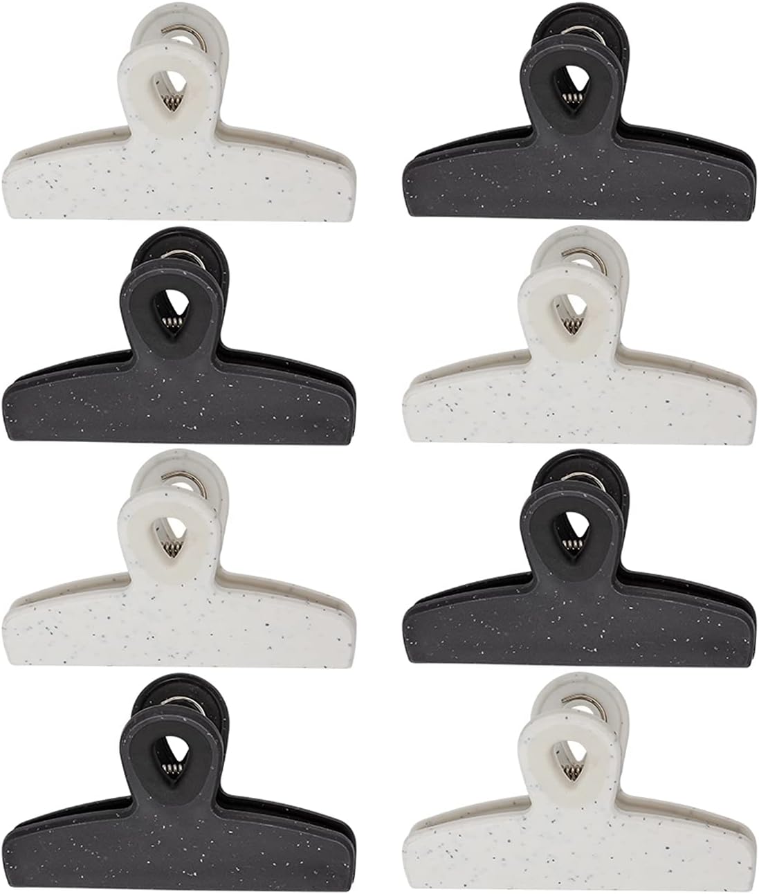 COOK WITH COLOR Bag Clips - Heavy Duty Chip Clip and Refrigerator Magnet Clips for Food Storage with Air Tight Seal Grip, Black and White, Pack of 8 Large Clips