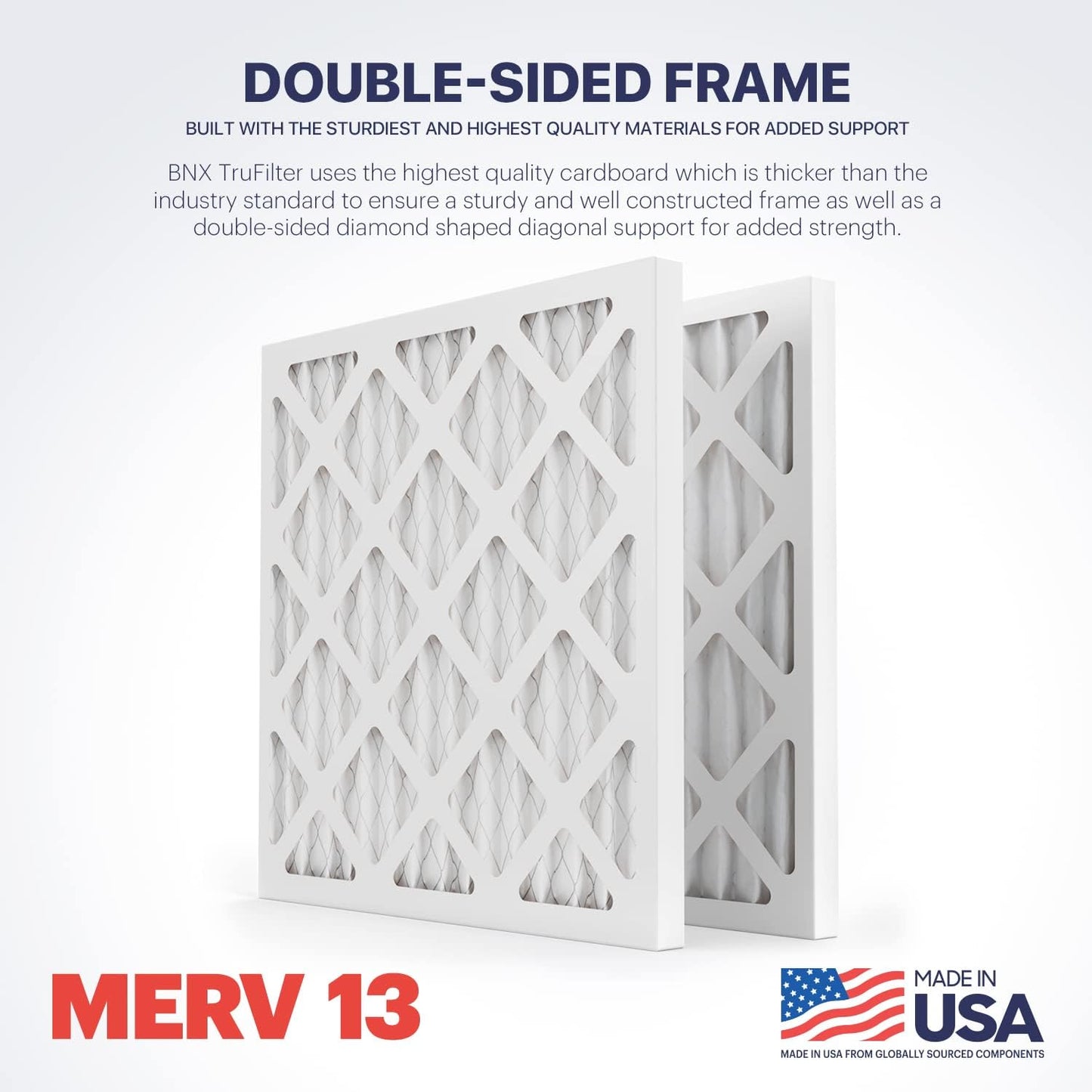 BNX TruFilter 14x14x1 Air Filter MERV 13 (6-Pack) - MADE IN USA - Electrostatic Pleated Air Conditioner HVAC AC Furnace Filters for Allergies, Pollen, Mold, Bacteria, Smoke, Allergen, MPR 1900 FPR 10