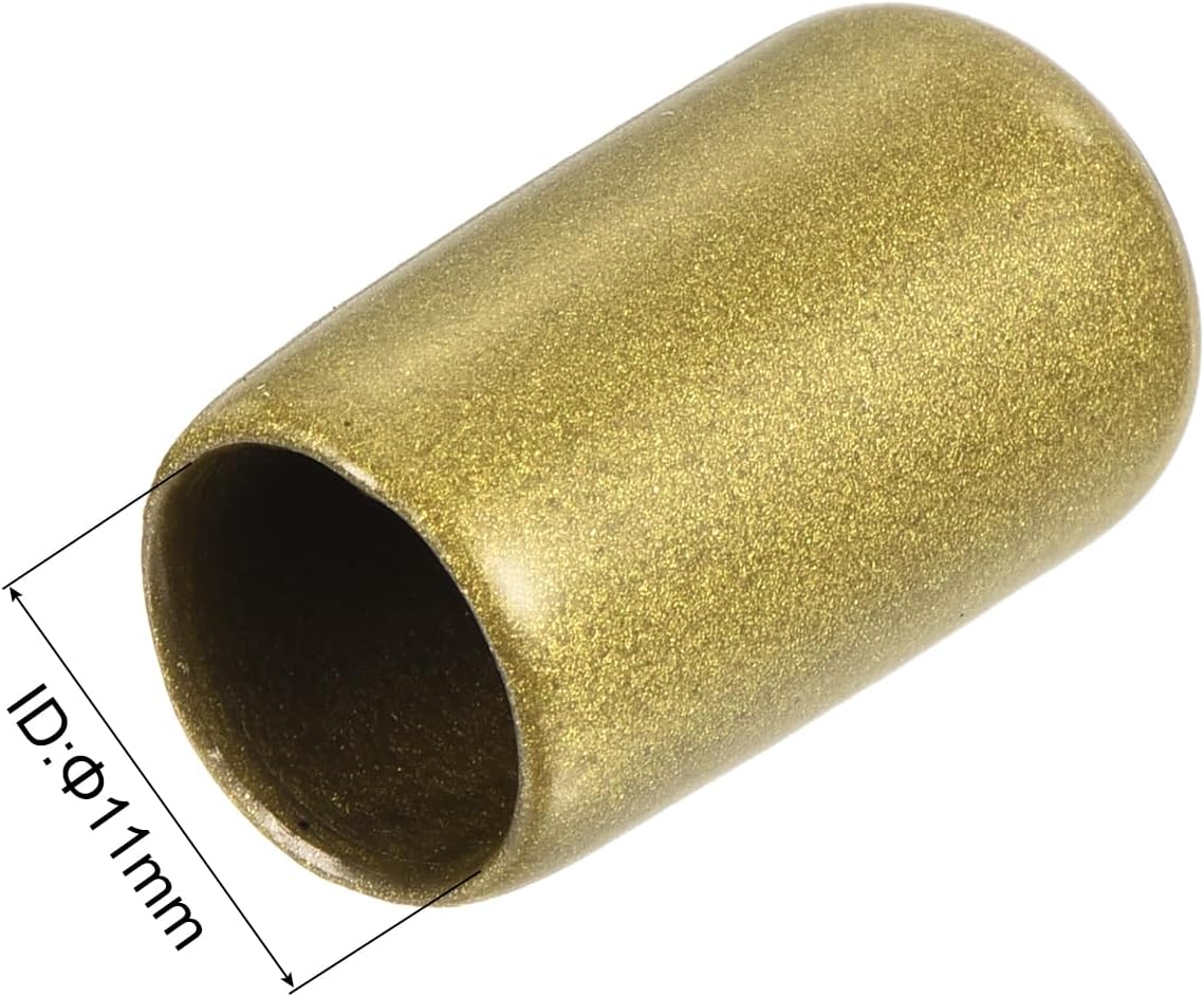 uxcell 20pcs Rubber End Caps 11mm ID Vinyl Round Tube Bolt Cap Cover Thread Protectors Gold