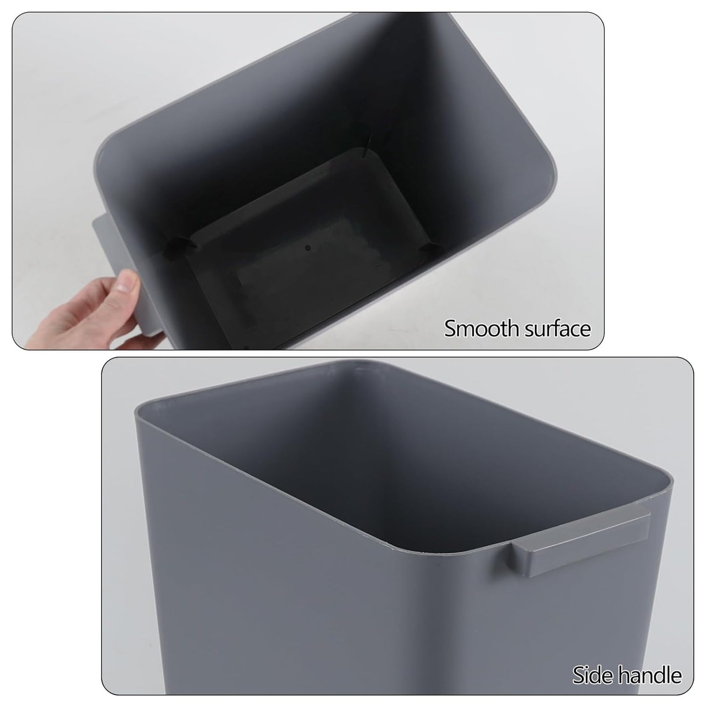4.5 Gallon Small Plastic Waste Basket, Office Garbage Cans, 3 Packs, Gray