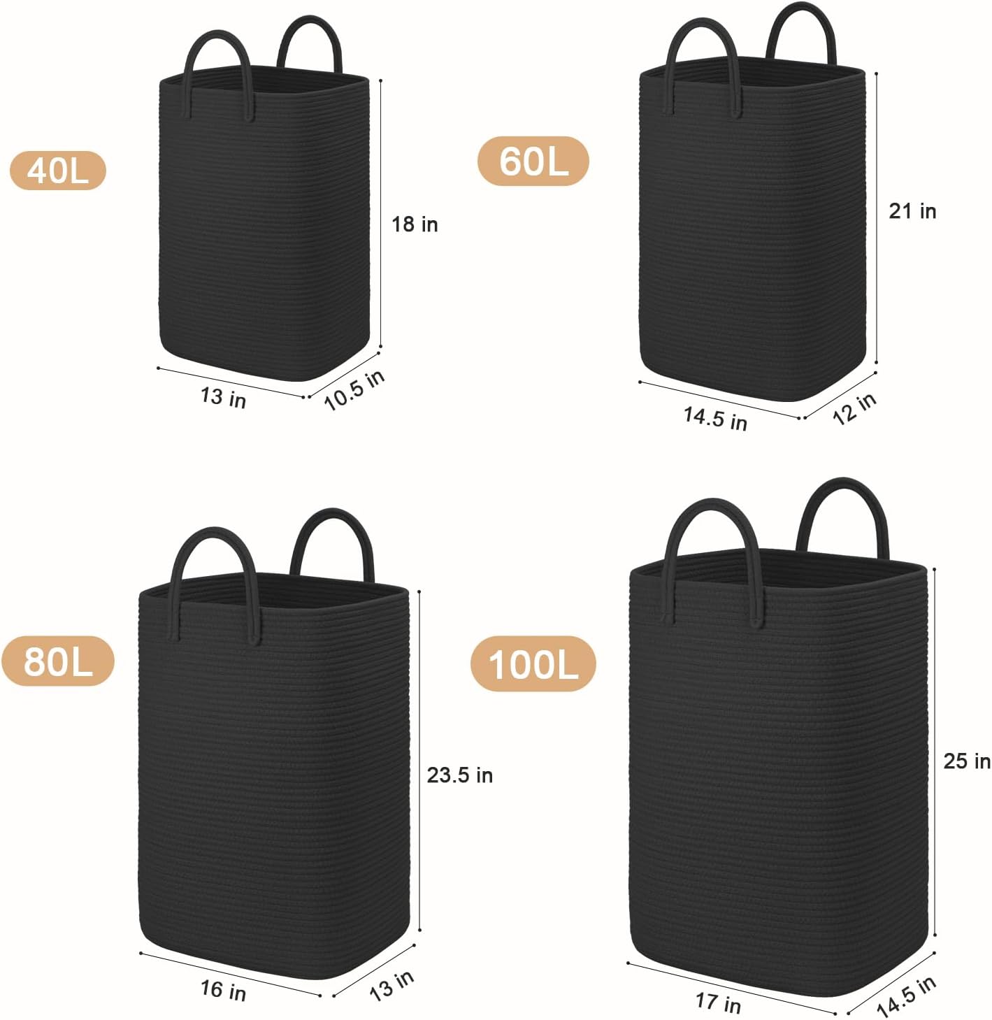 Laundry Basket,Woven Cotton Rope Laundry Hamper,80L Versatile Storage for Dirty Clothes,Baby Toys,and Blankets in Bathroom, Nursery,and Living Room