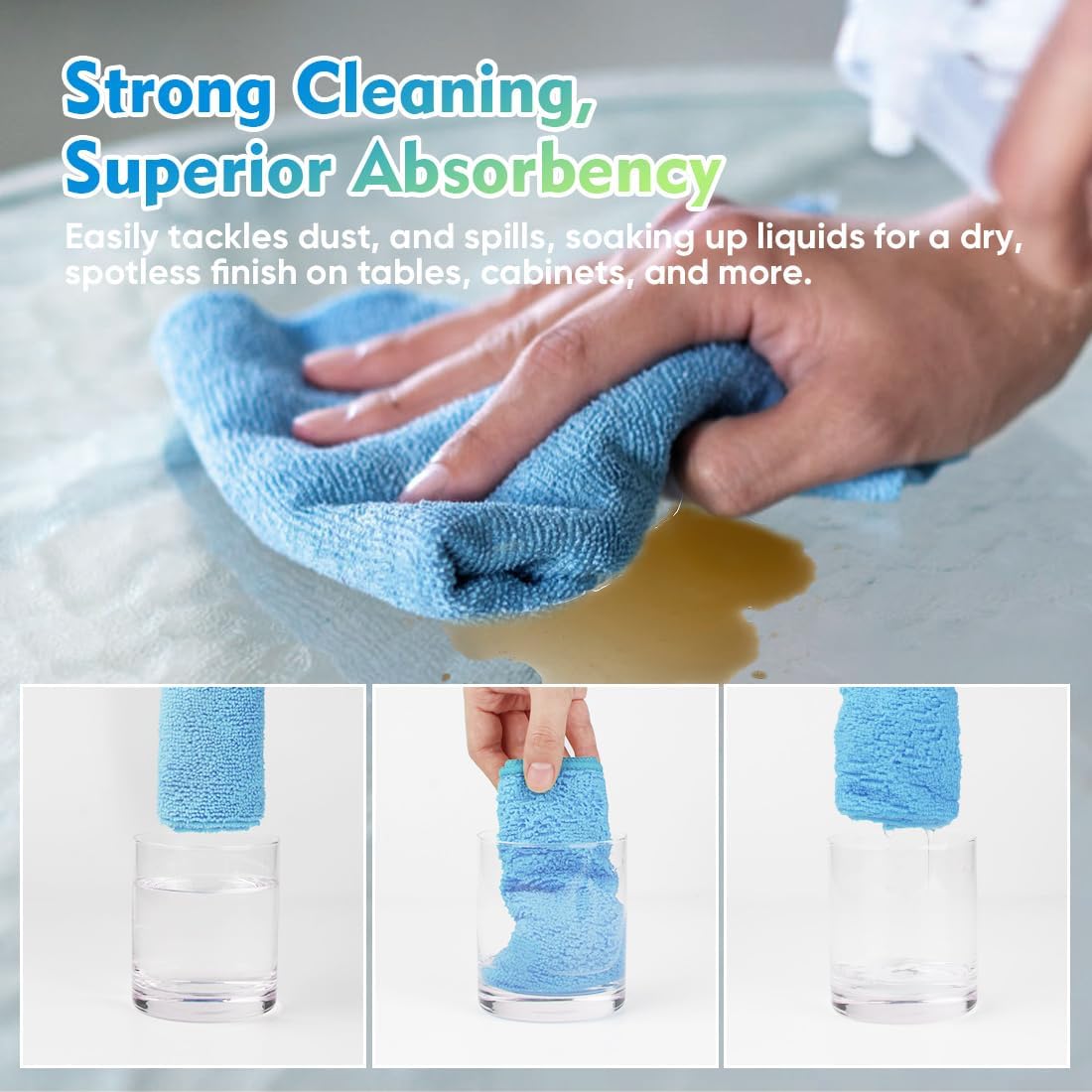 HOMEXCEL Microfiber Cleaning Cloth 20 Pack 11.5 x 11.5 inch Microfiber Towels for Cars Ultra Absorbent Car Washing Cloth Lint Free Streak Free Cleaning Rags for Car, Kitchen Window Blue