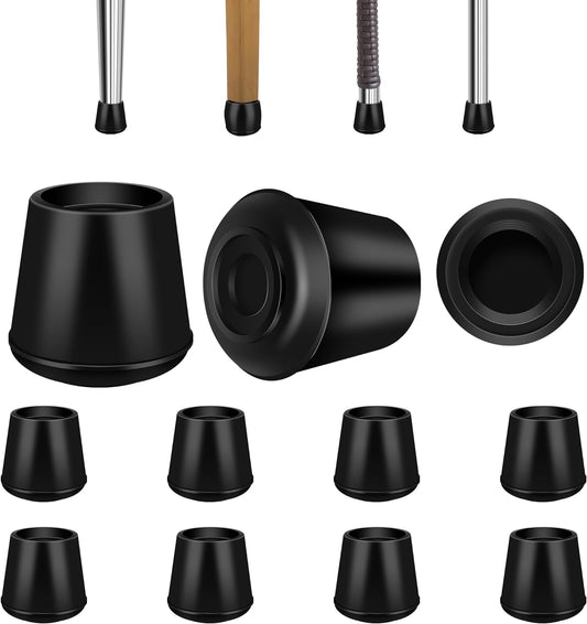 1-1/2” Round Rubber Chair Leg Tips Caps, Chair Leg Floor Protectors, Non-Slip Chairs Legs Caps, Stool Feet Protectors Cap, Folding Metal Chairs Legs Tip Replacement (Black, 8 Pack)