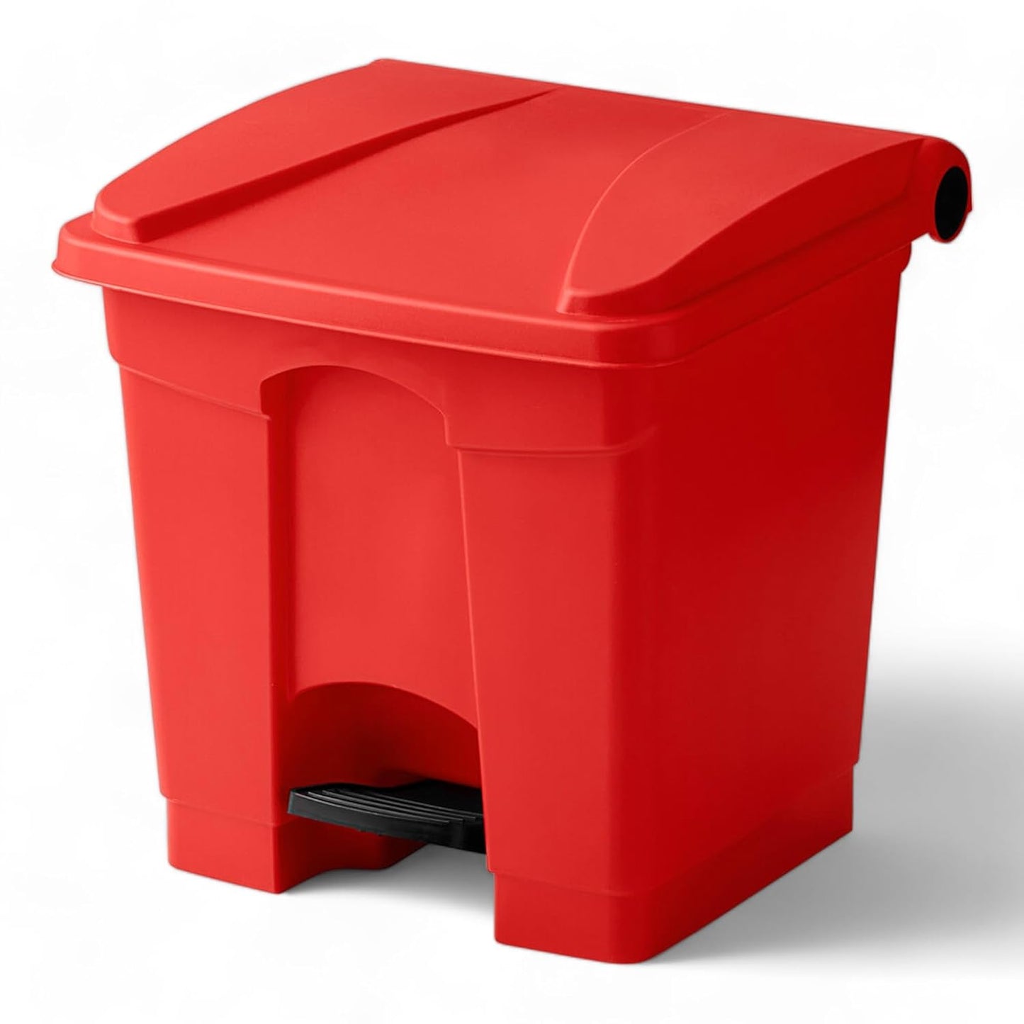 PRO&Family Step-On Trash Can with Lid, Plastic Waste Bin, Foot Pedal Operation (Red, 8 Gallon)