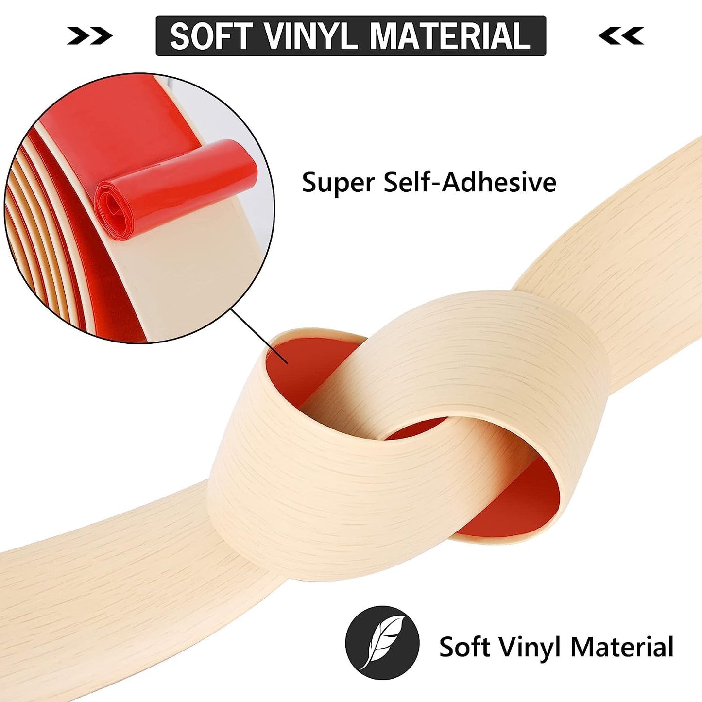 5Ft Floor Transition Strip Self Adhesive Vinyl Cover Floor Strip Flat Divider Transition Strip Wood Grain Design for Laminate Floor Gaps and Doorway Transitions (5Ft x 2 Inch, Beige)