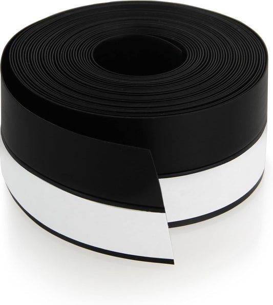 Silicone Weather Stripping Door Seal Strip, 16.4 Feet Self Adhesive Sealing Sticker Sealing Tape for Door Draft Stopper Adhesive for Doors Windows Shower Glass Gaps (Black, Width 35mm)