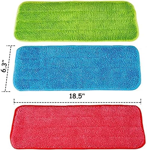 Microfiber Mop Pads, 18.5 x 6.3 Inch Reusable and Washable Spray Mop Pads, Wet and Dry Household Mop Pad Replacement, Set of 12(Colorful)