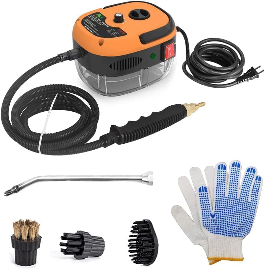 Decdeal Steam Cleaner - 2500W High Temperature Pressurized Handheld Steam Cleaning Machine with Brush Heads and Gloves, for Car Floors Kitchen Furniture Bathroom Windows