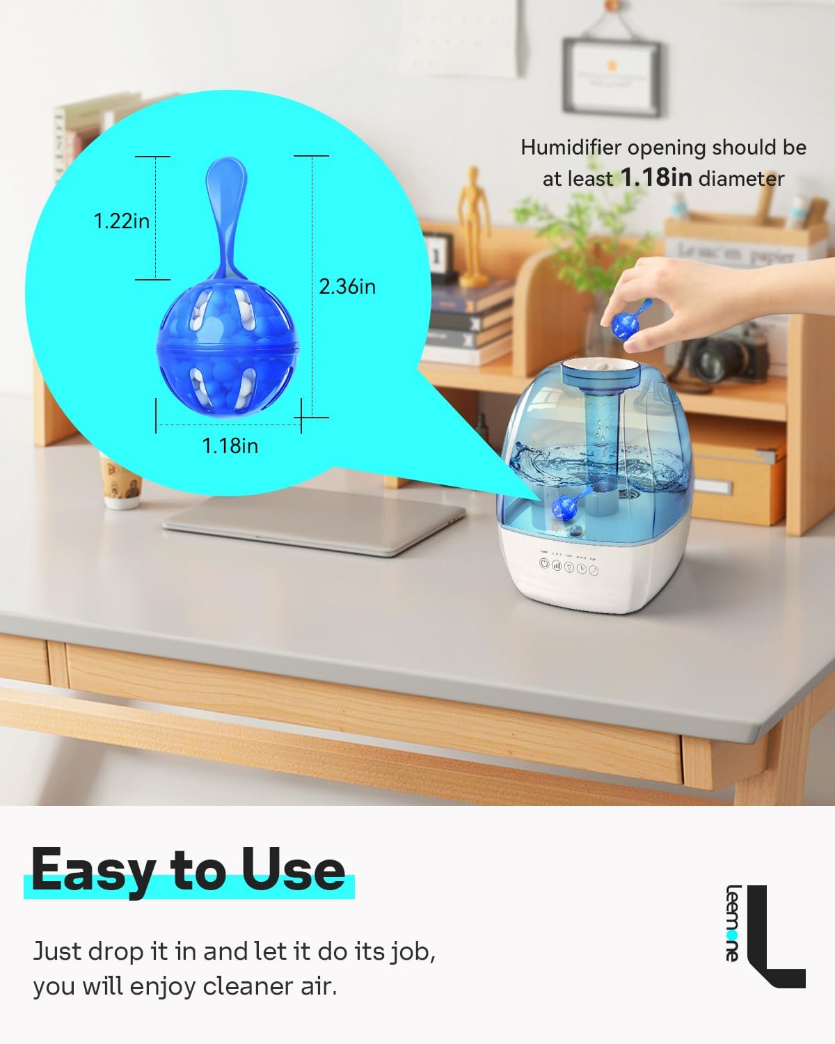 Leemone Humidifier Cleaner 20 Pack, Demineralization Cleaning Ball, Works in All humidifiers and Fish Tanks, Purifies Water, Prevents Hard Water Build-Up, Reduces Scale