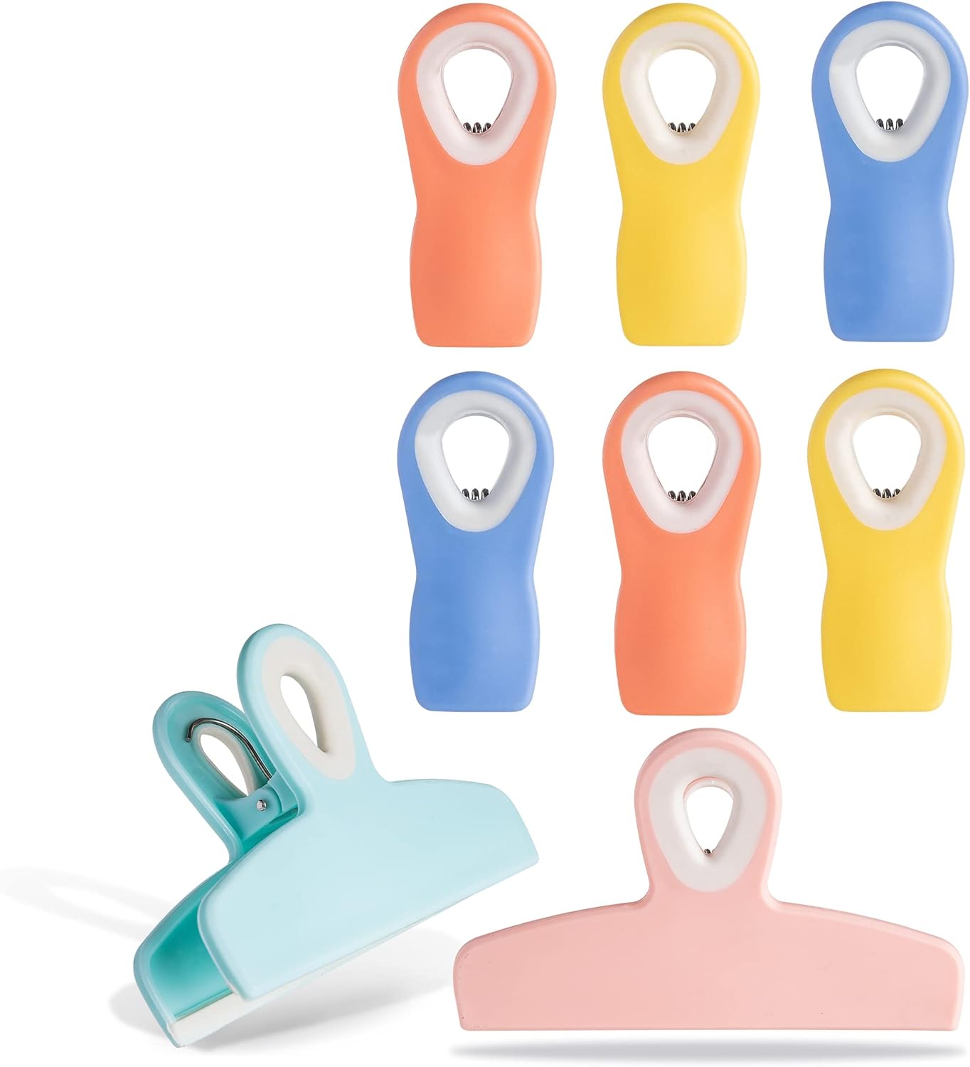 COOK WITH COLOR Bag Clips - Heavy Duty Chip Clip and Refrigerator Magnet Clips for Food Storage with Air Tight Seal Grip, Bright Colors, Pack of 8