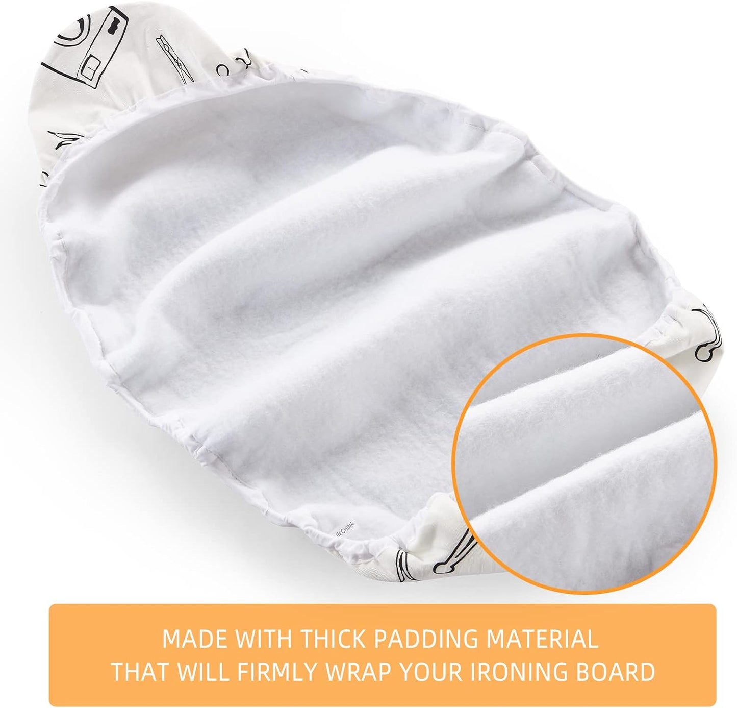 Ironing Board Cover and Pad Standard Size 15 x 54 inch, Heat Reflective with Hook and Loop Fasteners, Thick Padding with Elasticized Edges, 3 Layers Iron Board Cover (White)