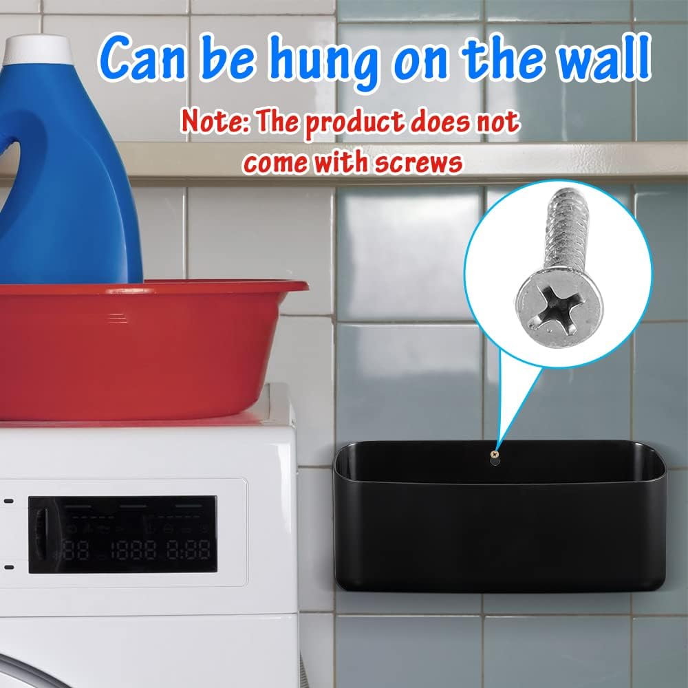 Picowe Magnetic Laundry Storage, Large Lint Holder Bin for Laundry Room, Space-Saving Trash Container Hanging on Dryer, Washer or Wall Mount Trash Bin, M - Black