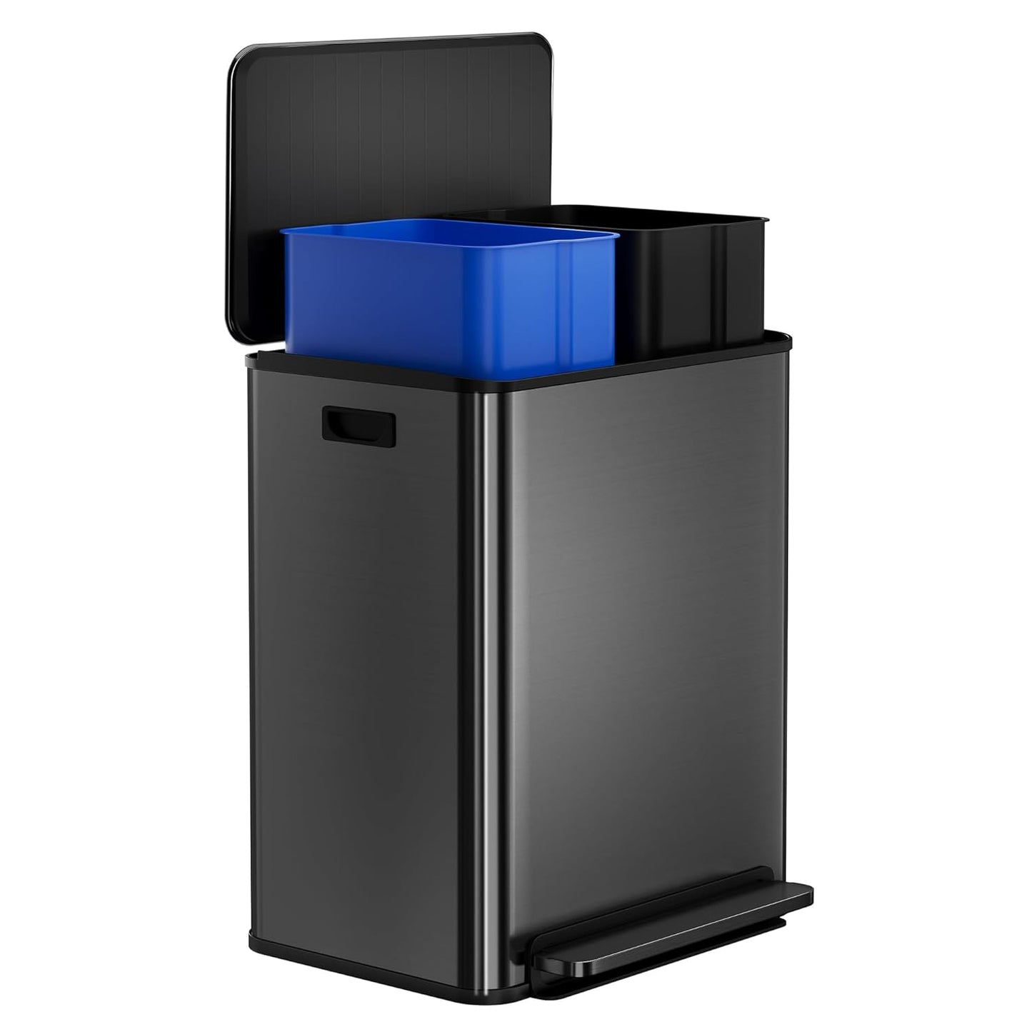 GarveeHome 60L/16 Gal Kitchen Trash Can,2×8 Gal Pedal Trash Bin with Removable Baskets,Stainless Steel Garbage Can for Kitchen Office Restaurant School Hospital