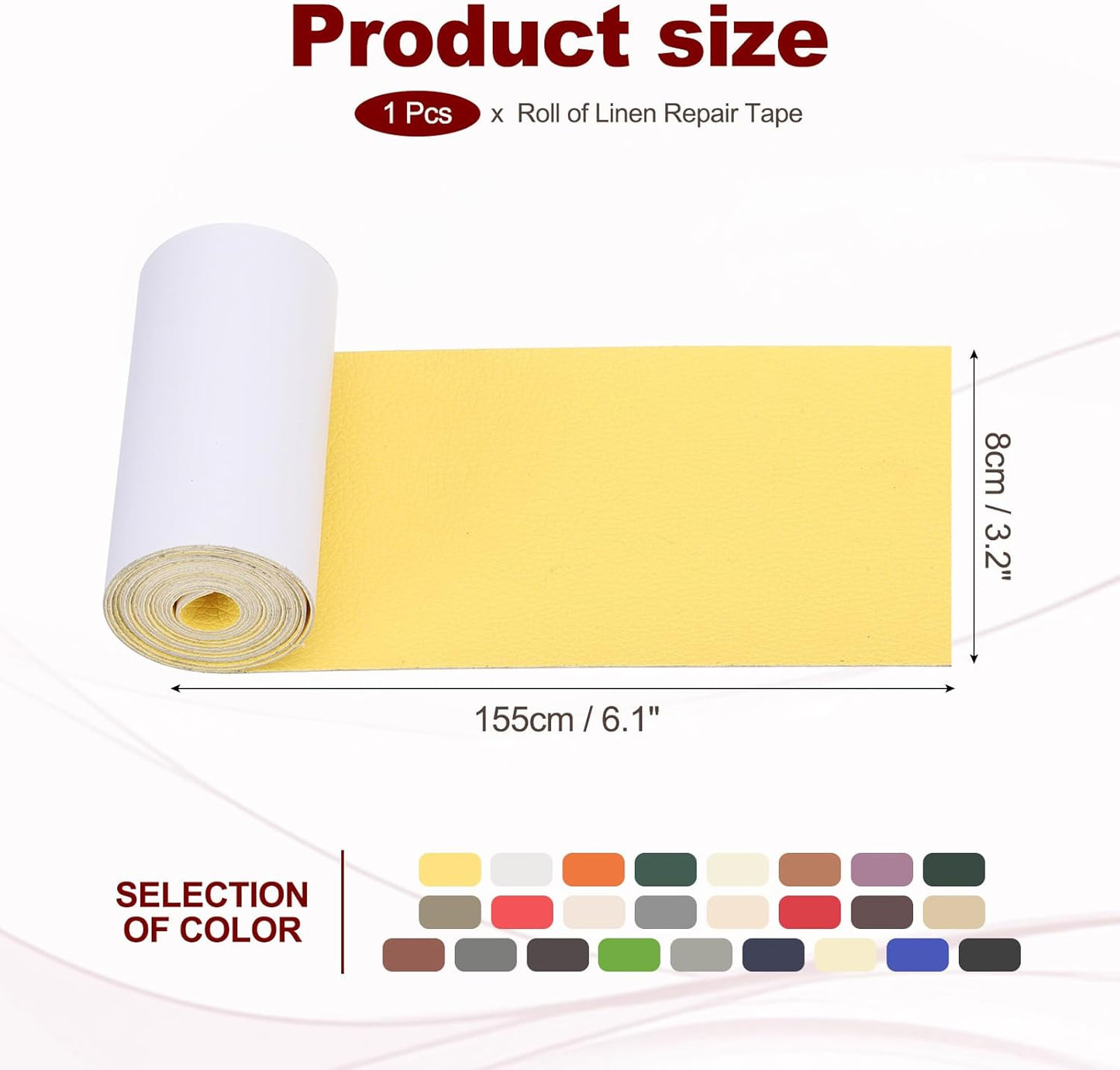 PATIKIL Leather Patches Tape for Furniture, 3.2 x 61 Inch Self Adhesive Vinyl Leather Repair Kit Cover Sheet for Couch, Sofa, Car Seats, Office Chair, Bright Yellow