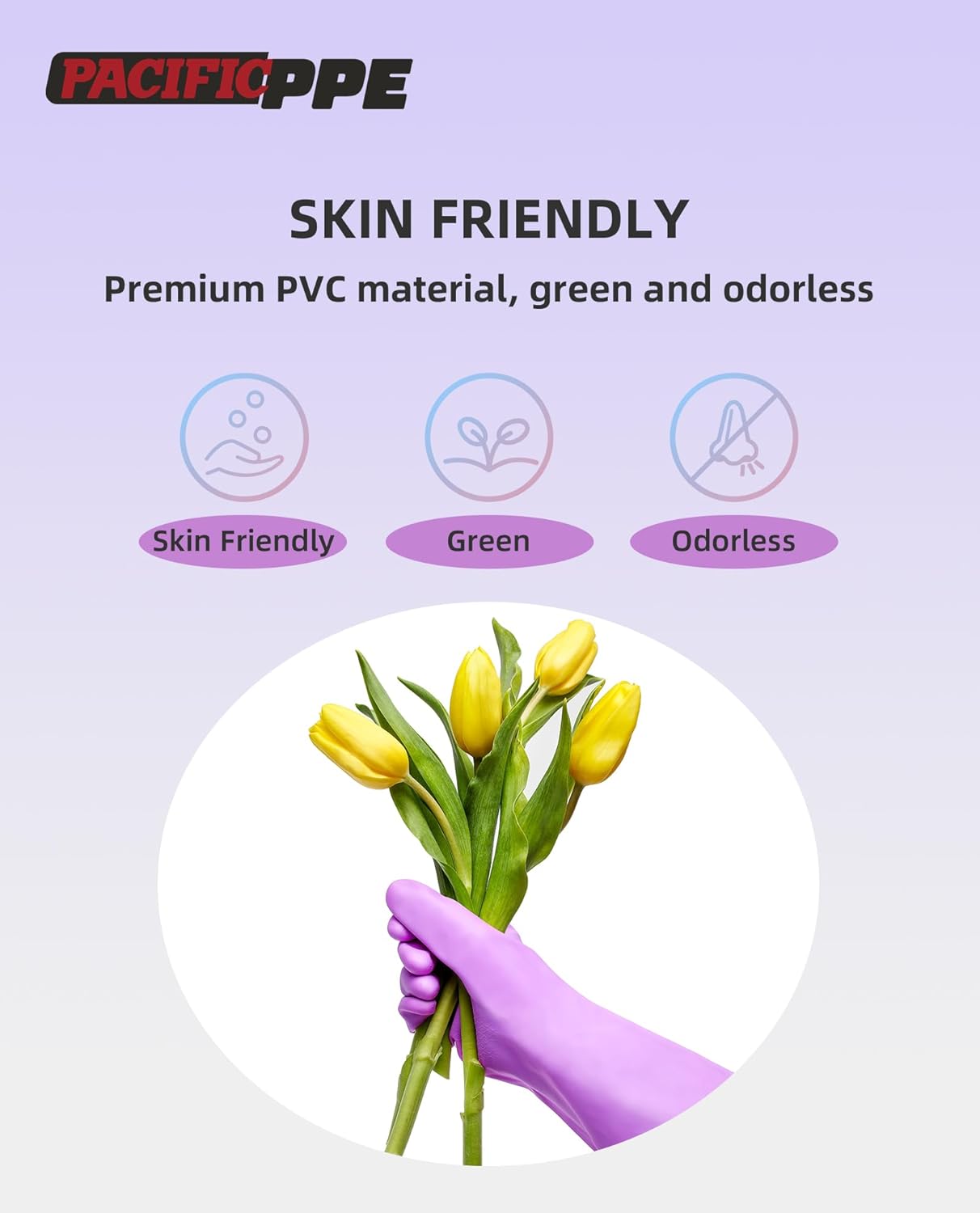 PACIFIC PPE 2 Pairs Reusable Dishwashing Cleaning Gloves with Latex Free, Cotton Lining, Kitchen Gloves, Purple, Small