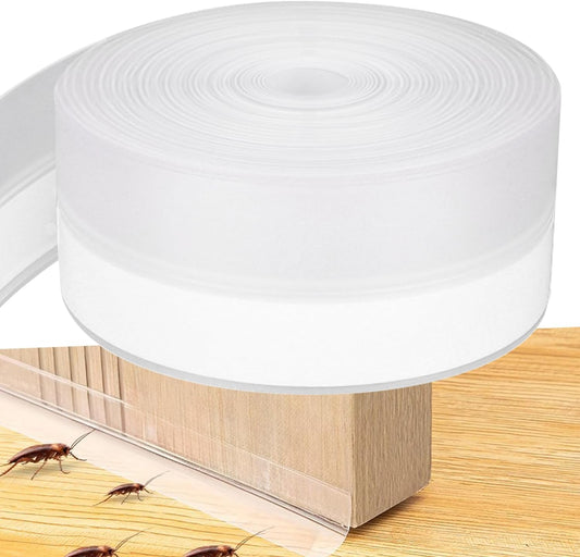 Silicone Seal Weather Stripping Tape 33 Feet Strip Bottom Draft Insulation Stopper Tape Weatherproof Soundproof for Door or Window Bathroom Shower Glass Gaps（45mm*10m）