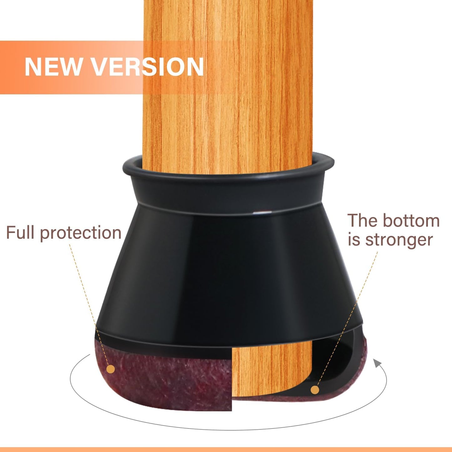 Chair Leg Floor Protectors Chair Leg Protectors for Hardwood Floors Felt Silicone Caps Strengthen Bottom Protection Anti-Scratch Reduce Noise 16 Pack Black Round Large Fit 1-3/16" to 1-5/8" (30-40mm)