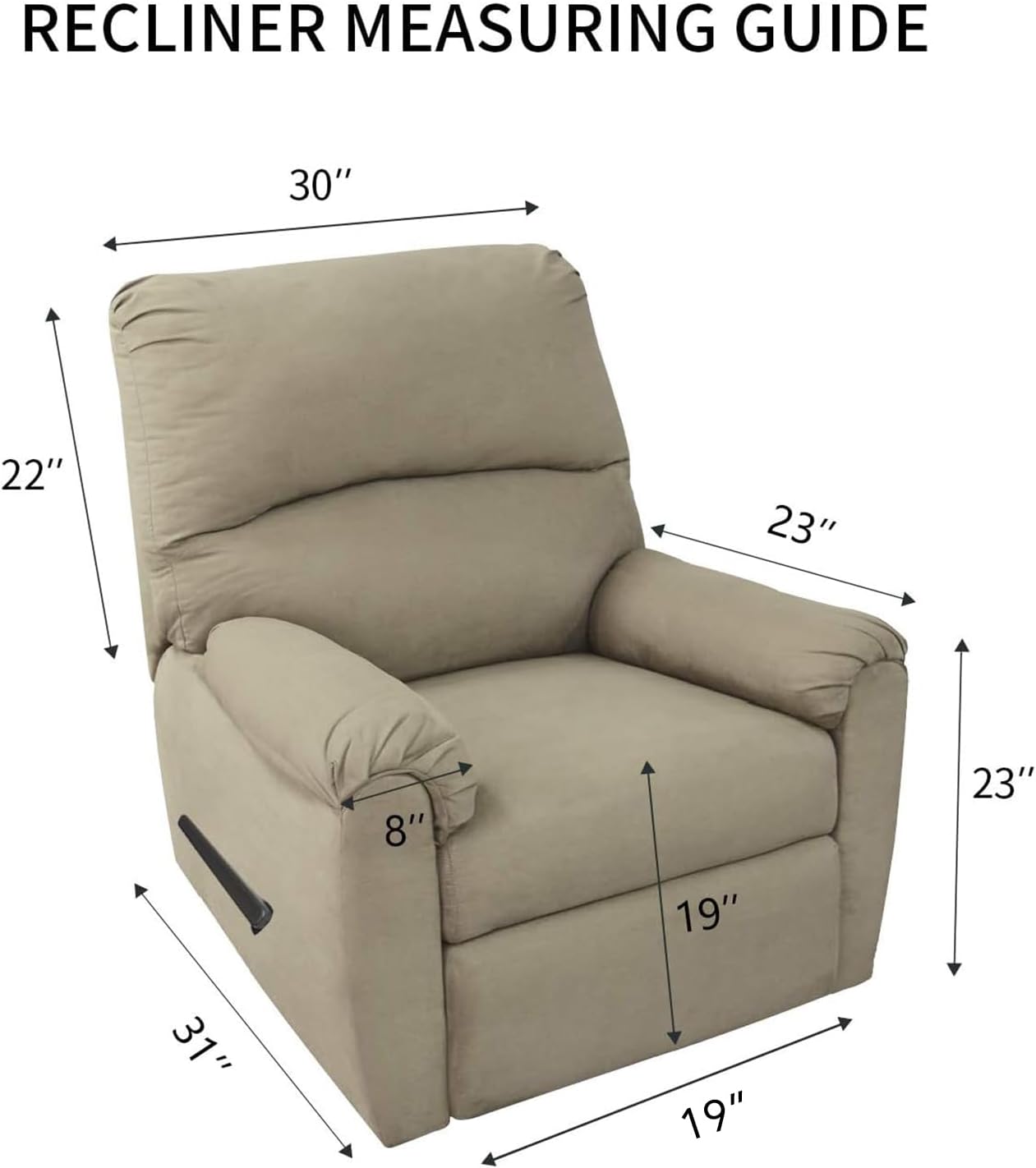 PureFit Reversible Quilted Sofa Cover, Water Resistant Slipcover Furniture Protector, Washable Couch Cover with Non Slip and Elastic Straps for Kids, Dogs, Pets (Small Recliner, Beige/Beige)