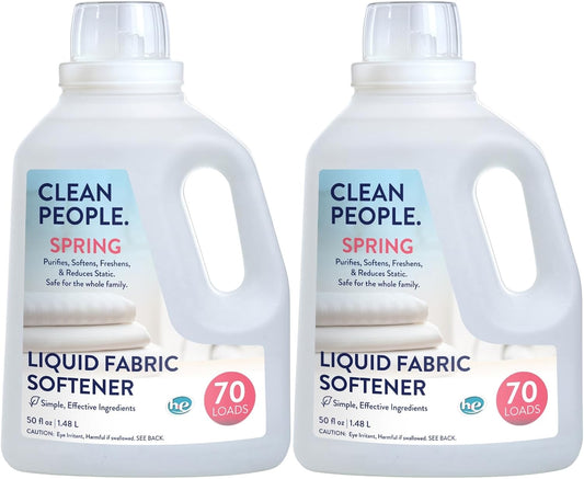 The Clean People Liquid Fabric Softener - Softens & Removes Static Cling - Vegan (100 Fl Oz, Spring)