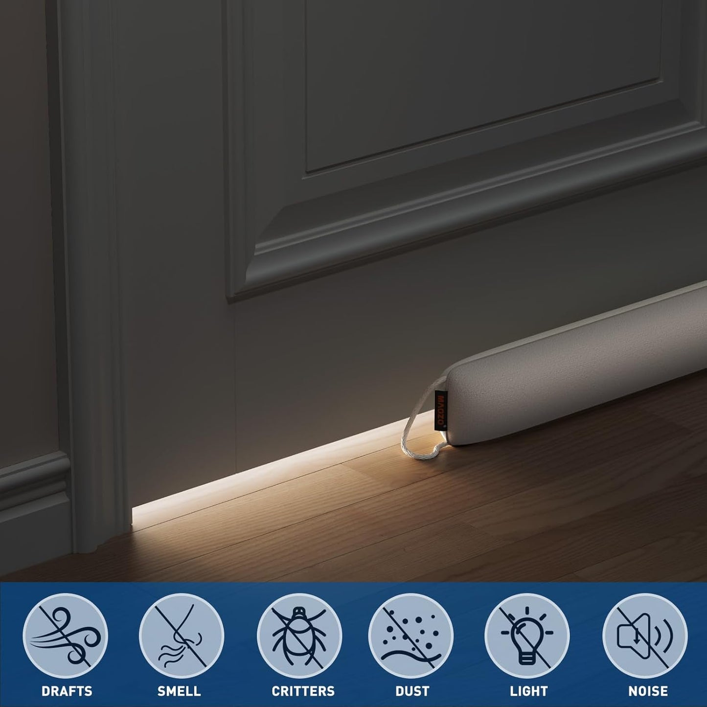 MAGZO Door Draft Stopper 36 Inch-Beige, Under Door Draft Blocker Air Stopper Door Bottom Insulation Snake Draft Stopper