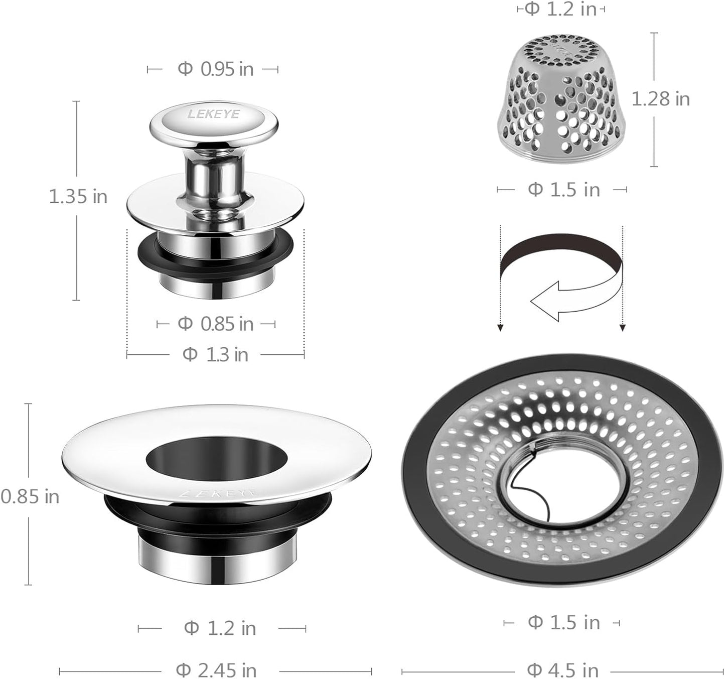 LEKEYE Shower Drain Hair Catcher | Bathtub Stopper/Strainer Stainless Steel Drain Protector