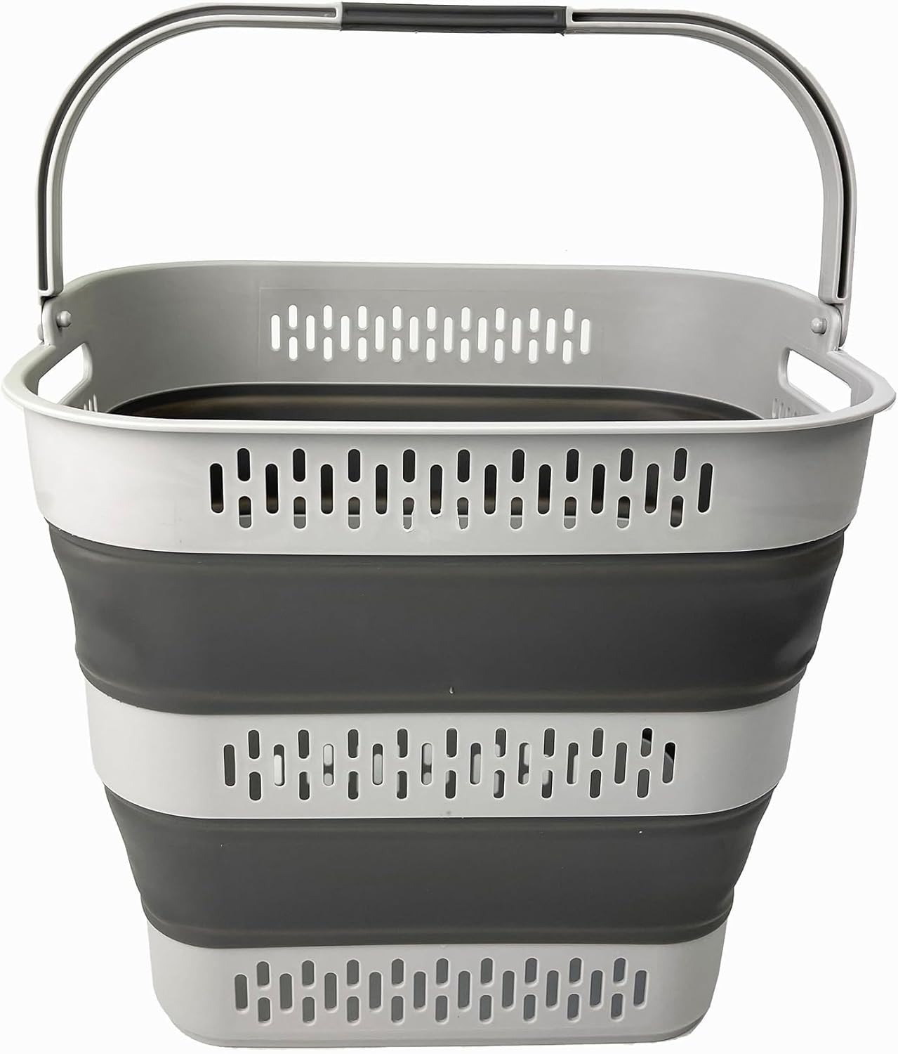 SAMMART 40L (10.5 Gallon) Collapsible Plastic Laundry Basket with Handles - Foldable Pop Up Storage Container/Organizer - Portable Laundry Hamper - Space Saving (1, Grey)
