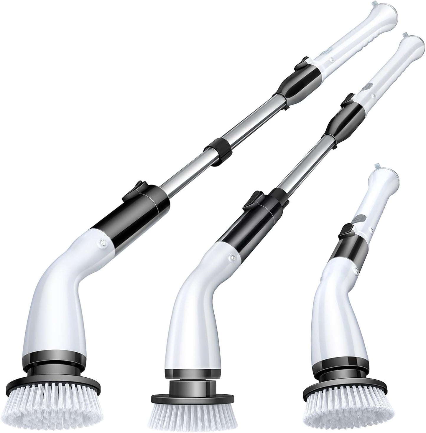 LABIGO Electric Spin Scrubber LA1 Pro, Cordless Spin Scrubber with 4 Replaceable Brush Heads and Adjustable Size Extension Handle Power Full Cleaning Brush for Bathroom Floor, Light Black