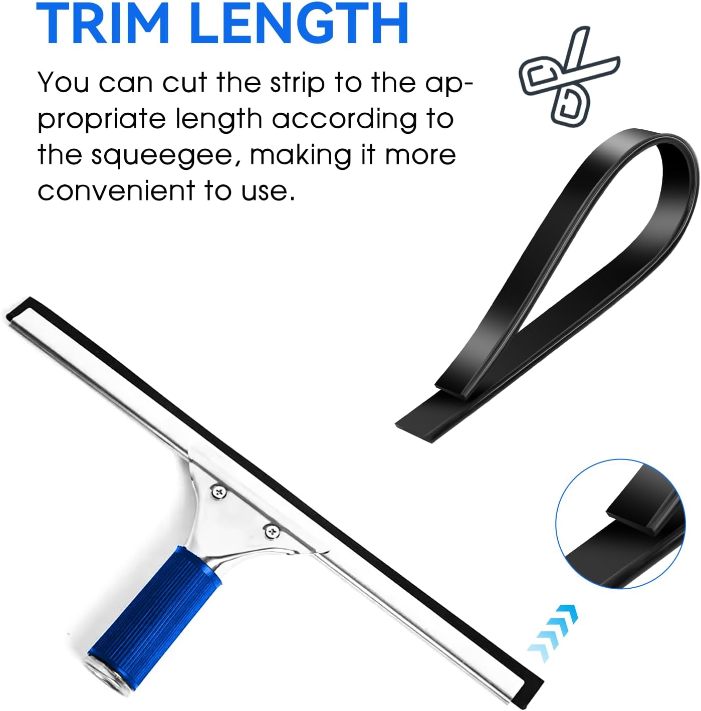 3 Rolls Squeegee Replacement Rubber Blades 41 Inch Silicone Black Blade for Glass Cleaning, Windows, Shower Doors - Scrubber Refill Head