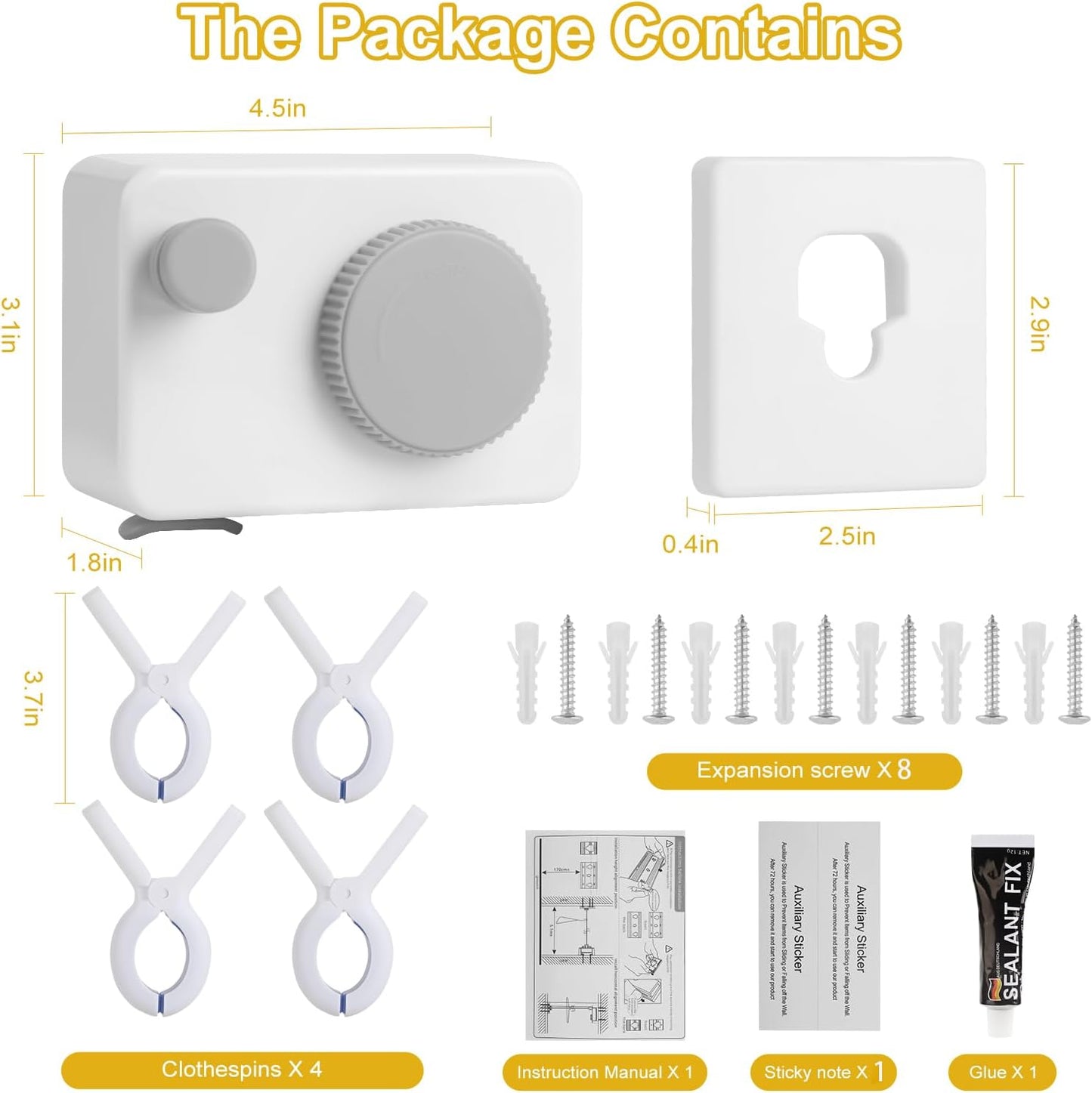 Retractable Clothesline Indoor/Outdoor, Anti-Sag for Drying Clothes Line Retracting Indoor/Outdoor, We Equipped This 13.8 Fts Laundry line Retractable with 4 Large Clips