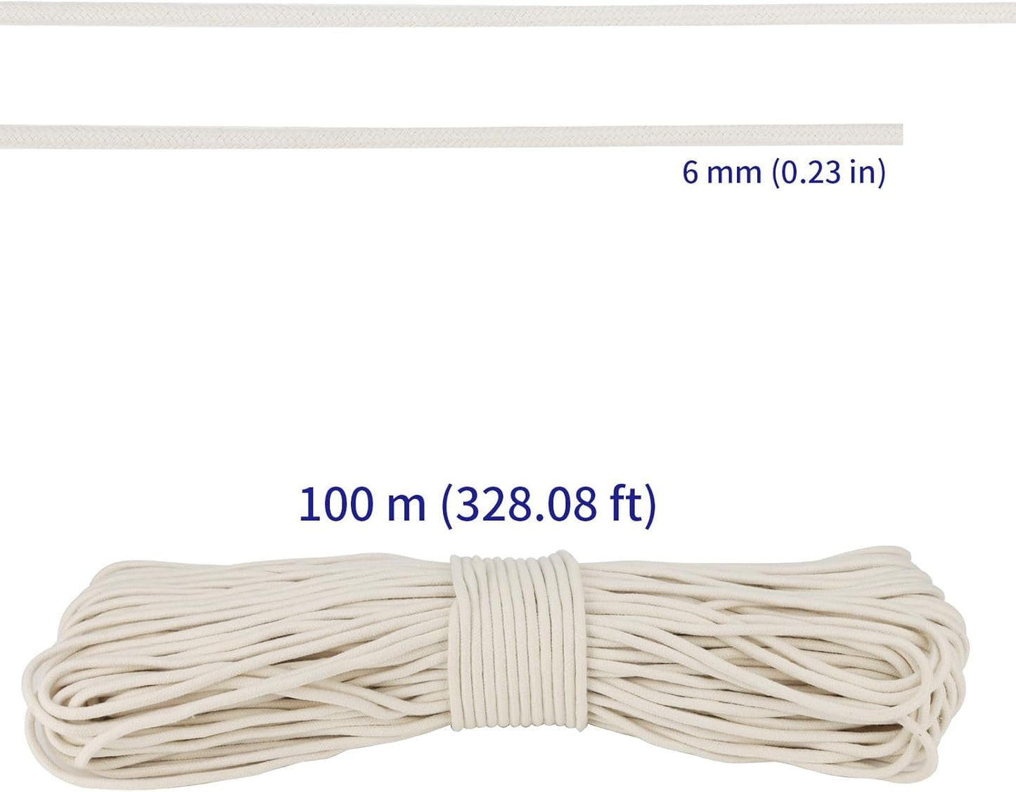 SOUJAP 328 Feet Cotton Clothesline Rope, 1/4 Inch White Cotton Clothesline Rope for DIY Decoration, Tie Down