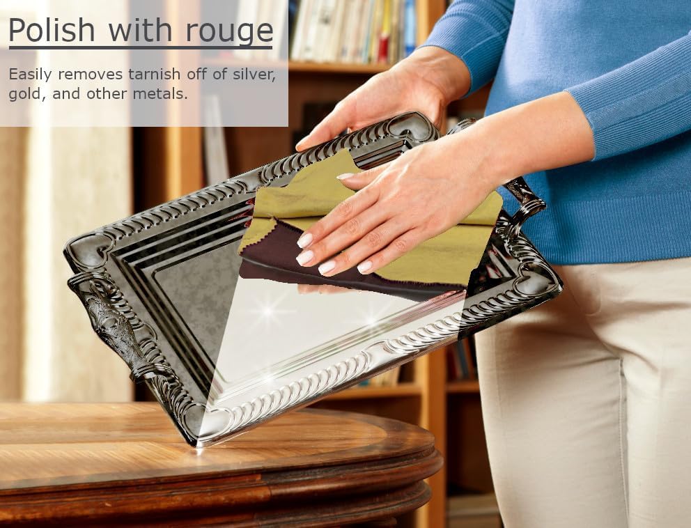 Cadie Silver Polishing Rouge Cloth - 100% Treated Reusable Cotton Cleaning Cloth For Gold Jewelries Platinum and Silverware - Restore Shines & Remove Tarnish for Jewelry | 10 x 12 Inches - 1 Pack