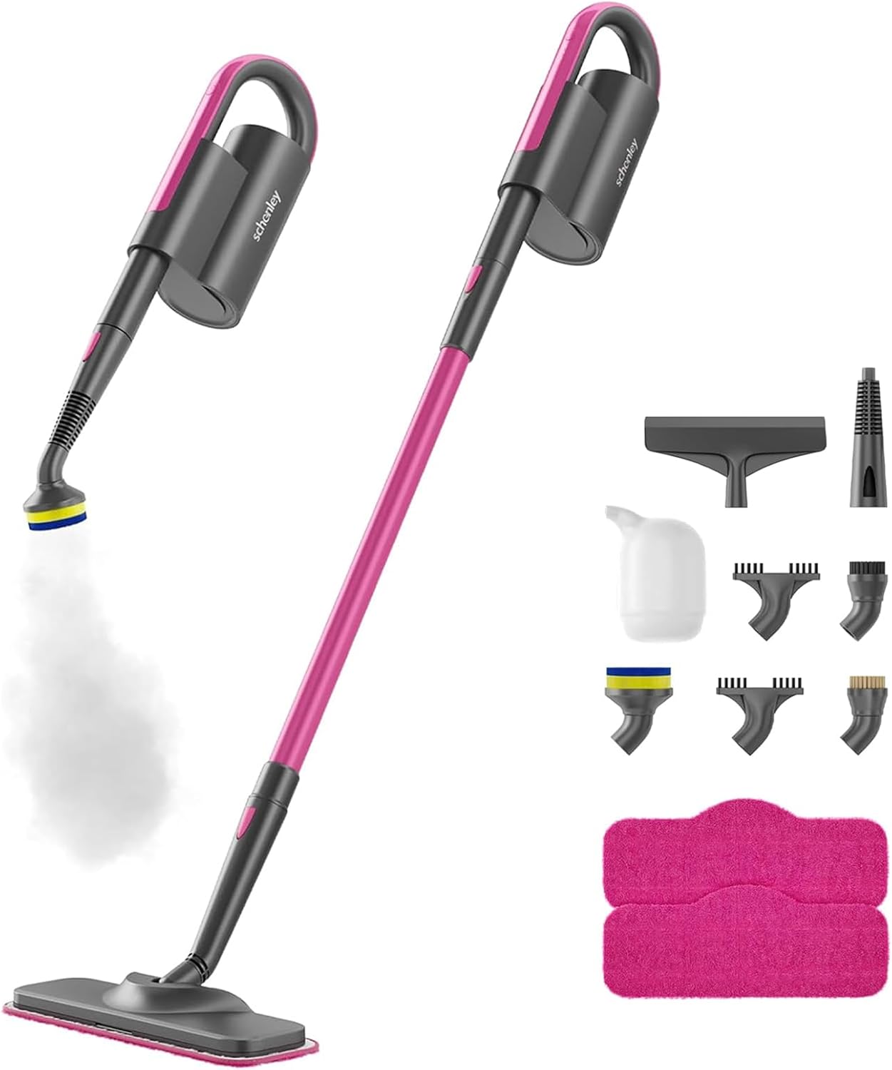 Schenley Steam Mop Cleaner with Detachable Handheld Steamer for Cleaning Hardwood, Laminate Floor, Tiles and Grout, with 13-in-1 Multi-purpose Accessories and Washable Microfiber Pads