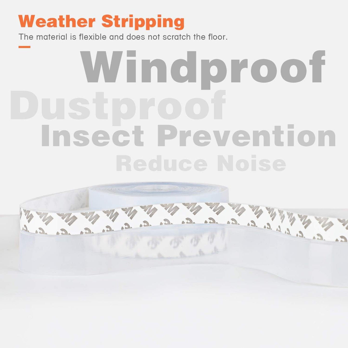 26 Feet Silicone Seal Strip, Transparent, 60MM - Door & Window Seal, Draft Stopper, Adhesive Tape for Doors, Windows & Shower Glass Gaps