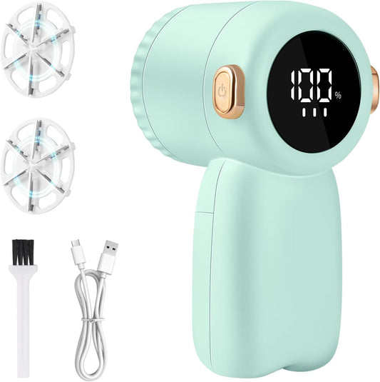 Rechargeable Fabric Shaver,Electric Lint Remover with Digital Display,3-Speeds Sweater Shaver for Clothes and Furniture (Green)