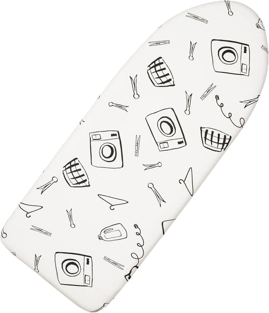 Table Top Ironing Board Cover 12 x 32 inch, 3 Layers Small Iron Board Cover, Heat Reflective Thick Padding with Elasticized Edges (White)