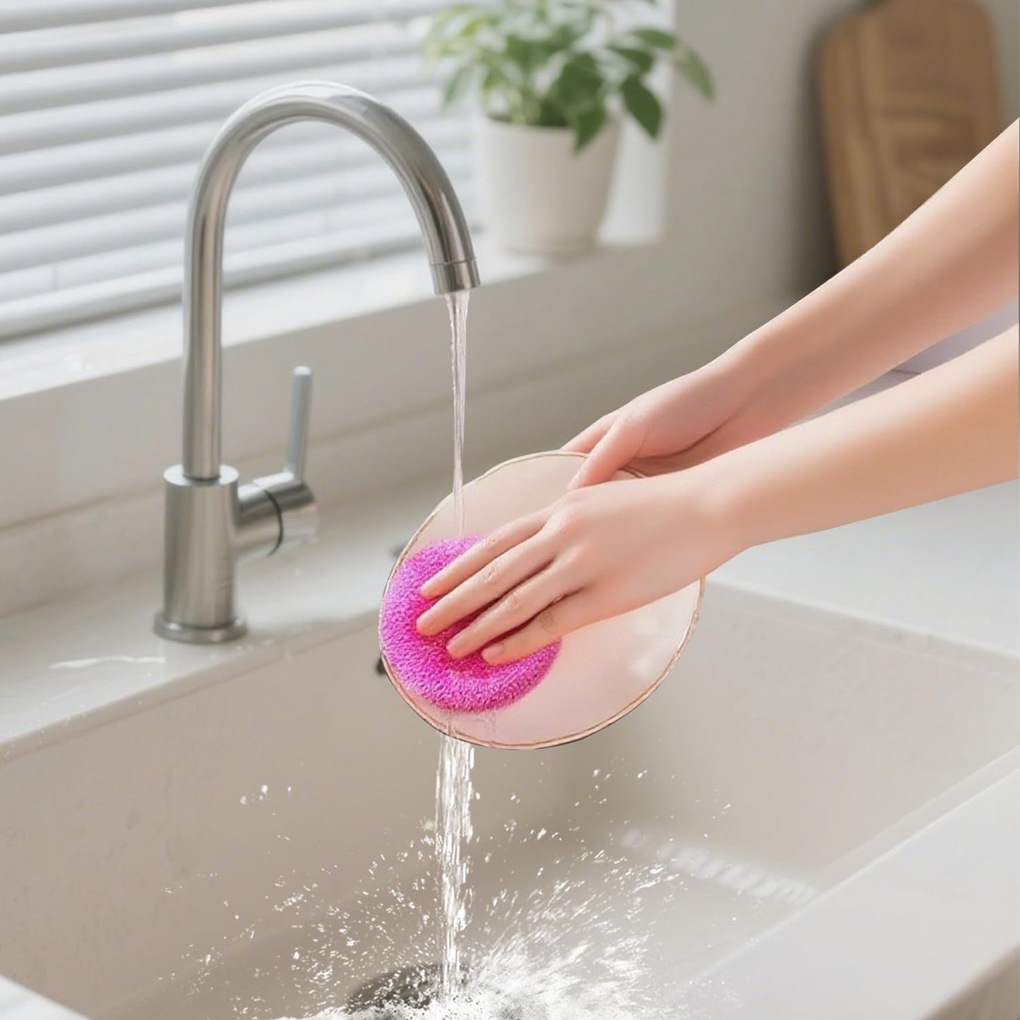 25 Pcs Plastic Dish Scrubbers, Reusable Non-Scratch Nylon Scouring Pads Bulk for Kitchen Cleaning - Multi-Color Poly Mesh Dishwashing Pads (Plastic Dish Scrubber)