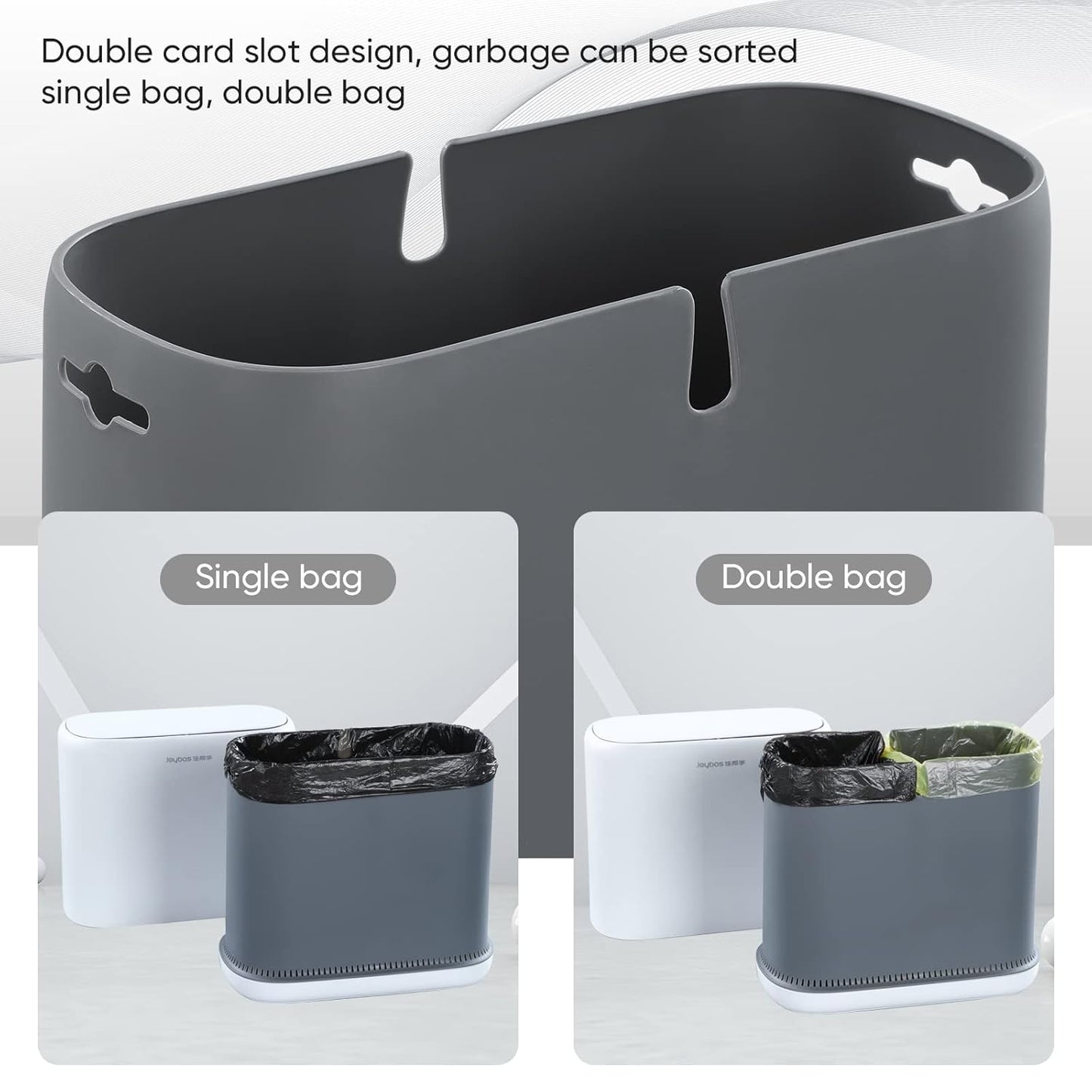 JOYBOS Adsorption Bathroom Trash Can,Bedroom Garbage Can with Press Type Lid,15L Dogproof Slim Plastic Narrow Trash Bin,4 Gallon Garbage Bin for Home,Office and Narrow Place