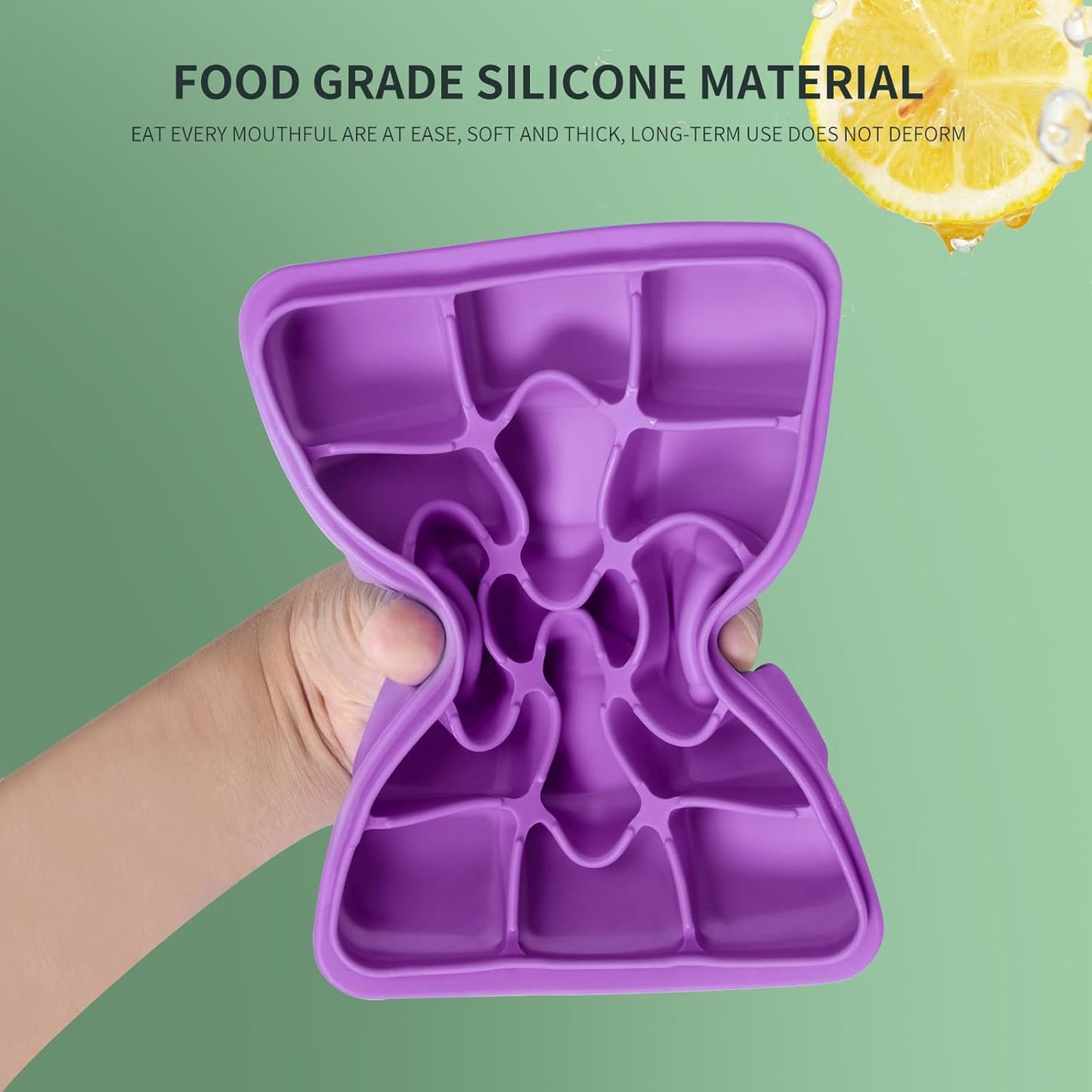 Tvmania Ice Cube Trays Set of 2, Easy Release 15 Flexible Silicone Ice Cube Molds with Removable Lid Reusable Freezer Ice Trays Stackable for Whiskey, Baby Food, BPA Free (purple)