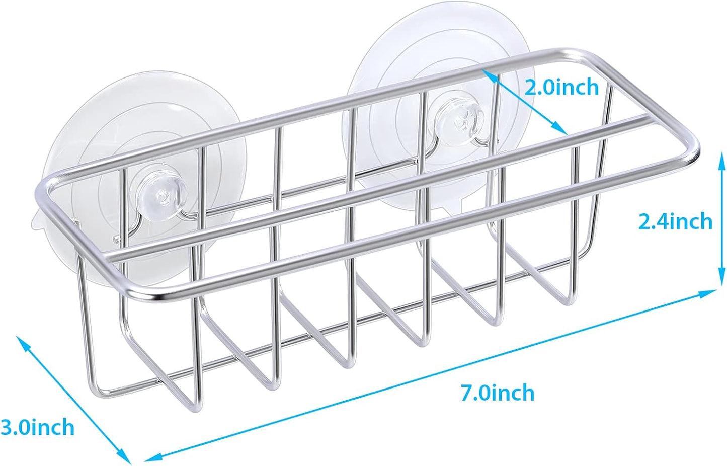 Sink Caddy Sponge Holder for Kitchen Sink Dish Cloth Hanger 2 Suspension Options(Suction Cups and Adhesive Hook), SUS304 Stainless Steel, Silver