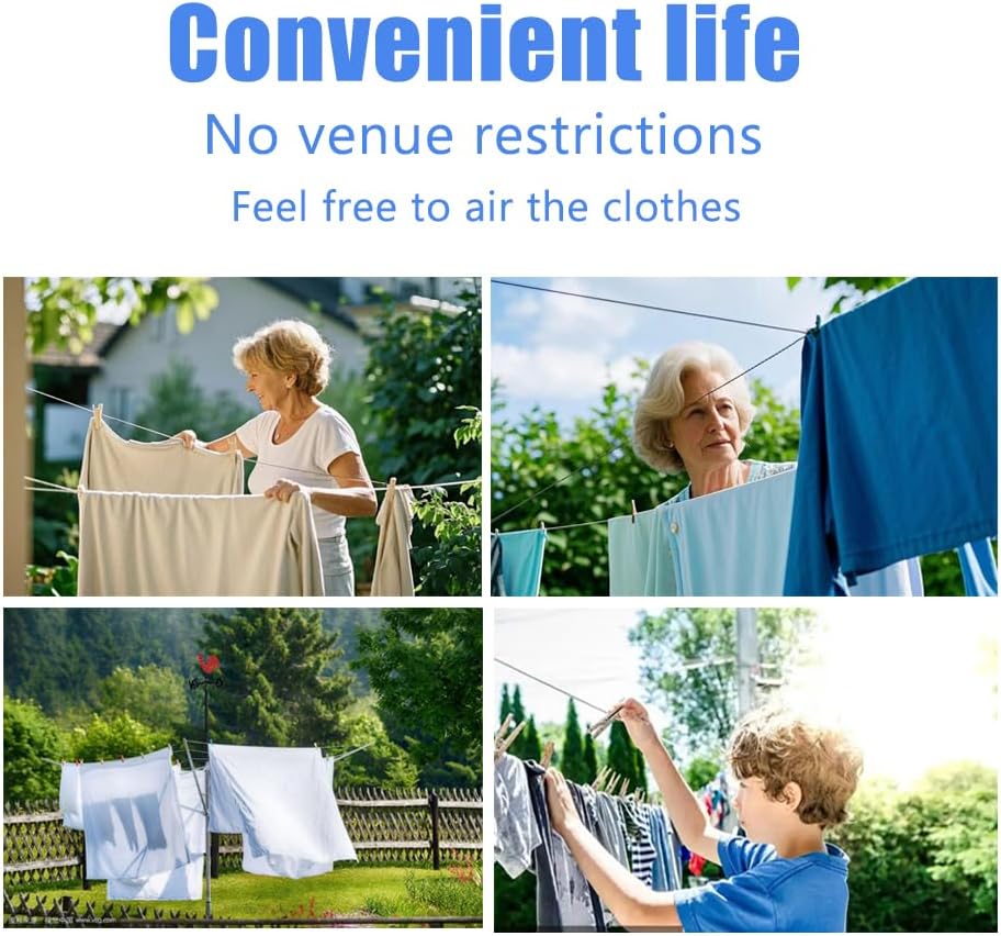 Retractable Clothesline Used to Outdoor，49 feet (15 Meters) PVC Line Retracting，Including 12 pcs ClothesPins，Wall Mounted Retractable Laundry Line for Drying Clothes