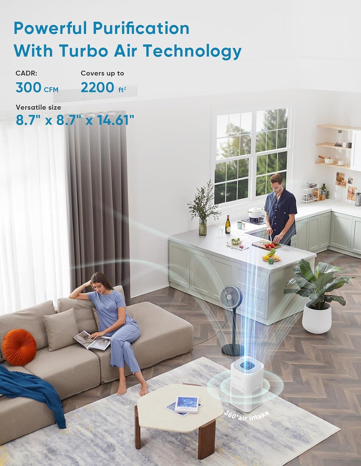 Dayette HEPA Air Purifiers for Home Large Room Up to 2200ft², Air Purifiers for Bedroom with Air Quality Sensor, H13 True HEPA Filter Remove 99.97% of Dust, Allergies, Odor, Pets Dander, Smoke, Pollen