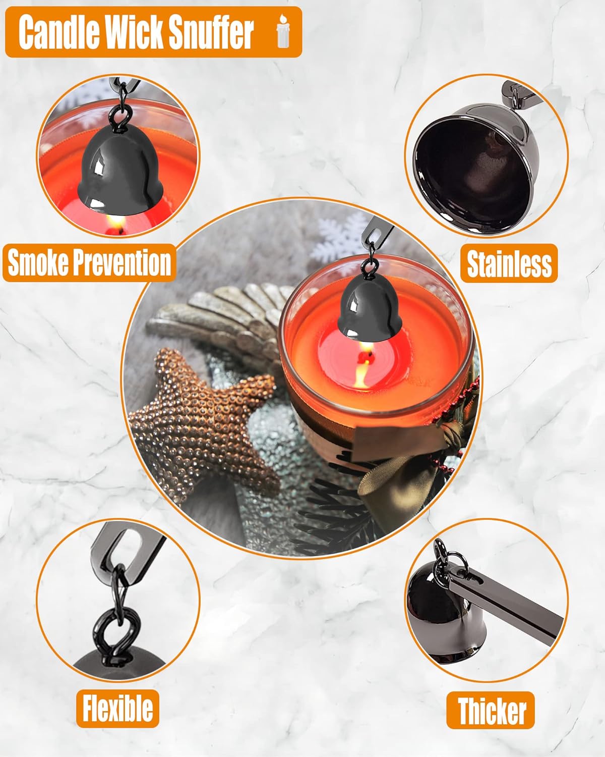 5 in1 Candle Accessory Set with Rechargeable Candle Lighter, Candle Wick Trimmer, Candle Wick Snuffer, Candle Wick Dipper, Storage Tray Plate, Candle Care Kit (Silver Black)