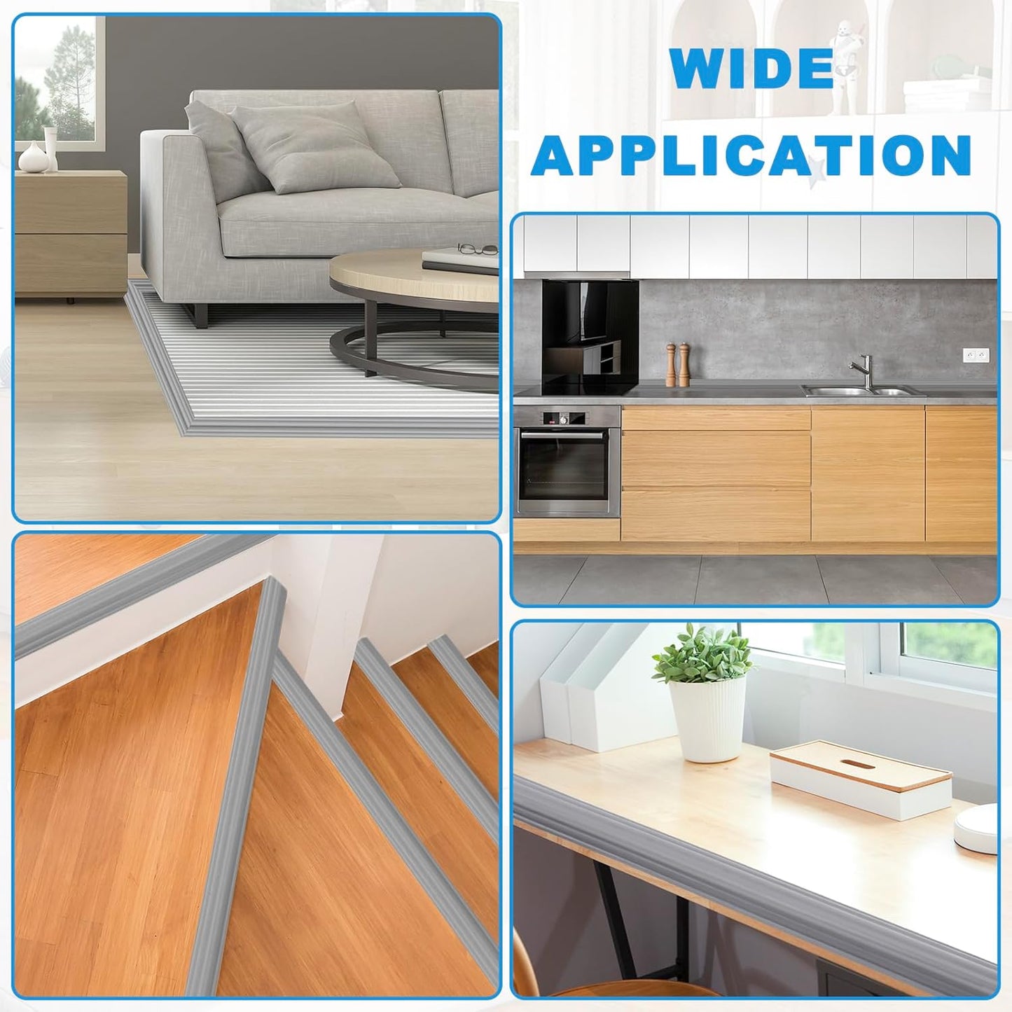 Wall Corner Protector Peel and Stick Corner Trim Molding Flexible Inside & Outside Wall Edge Guard Self Adhesive Moulding Trim for Edge Use, Gray, 0.8” W x 40’ L